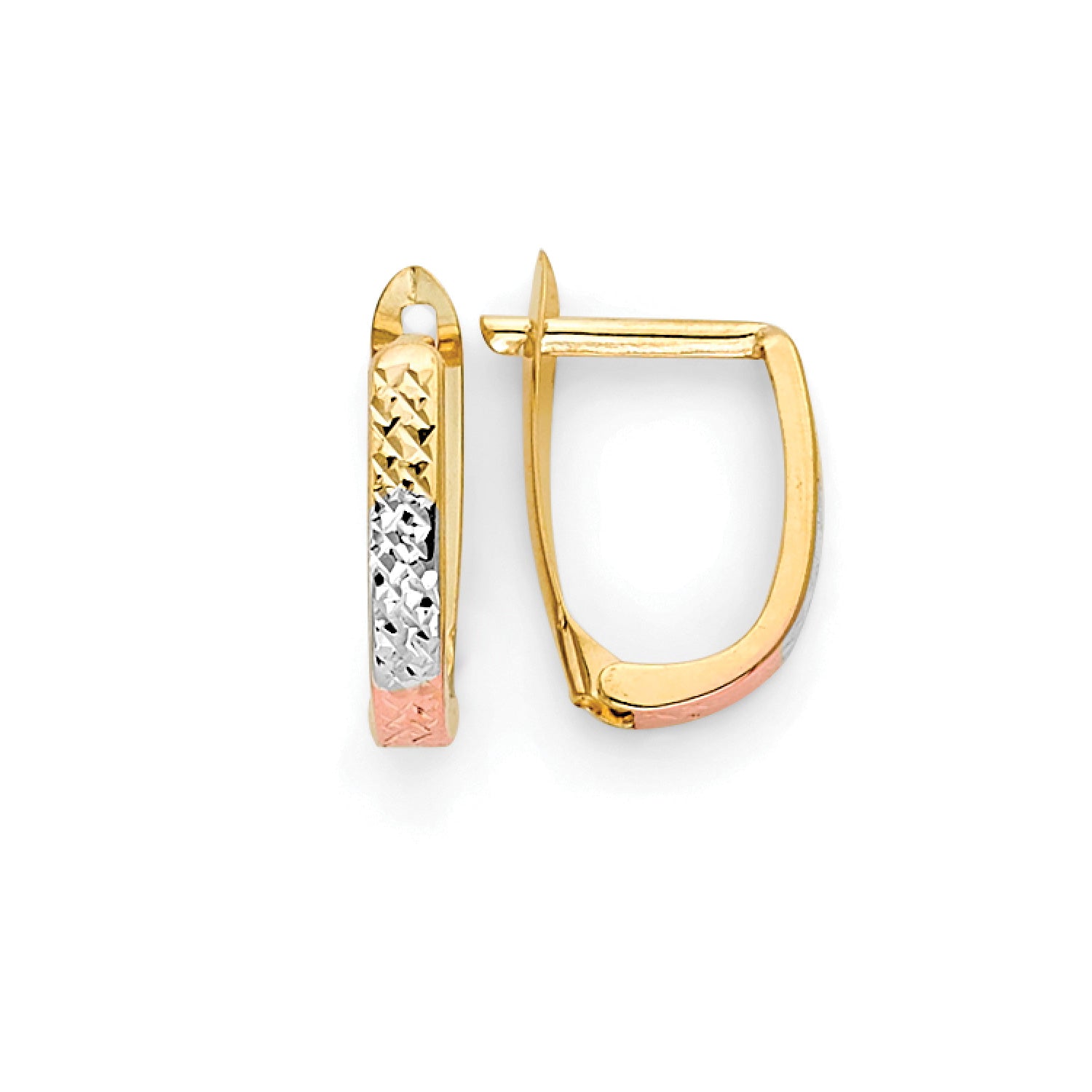 Huggie Earrings in 14K Tri-Color Gold