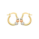 Heart Hoop Earrings 14K Tri-Color Gold