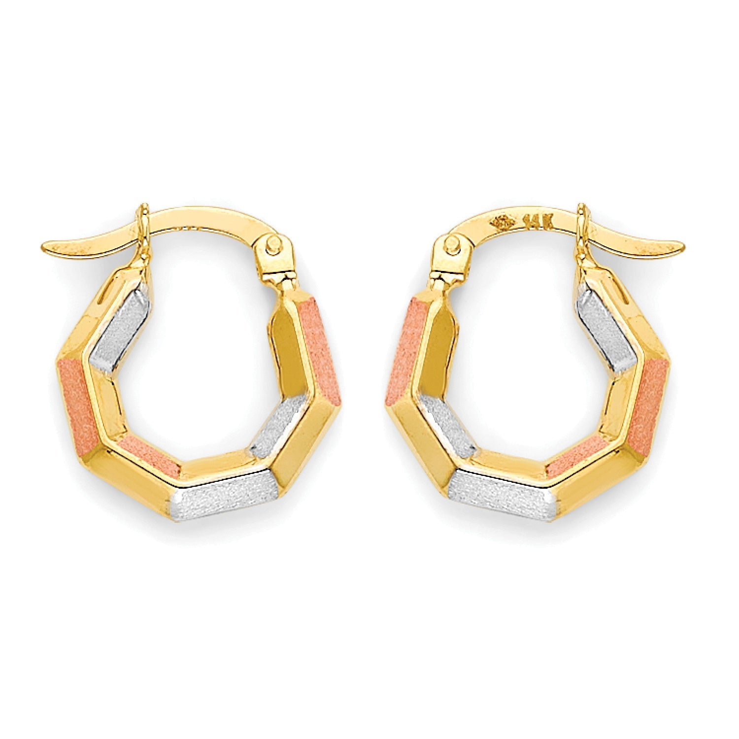 Hoop Earringss in 14K Tri-Color Gold