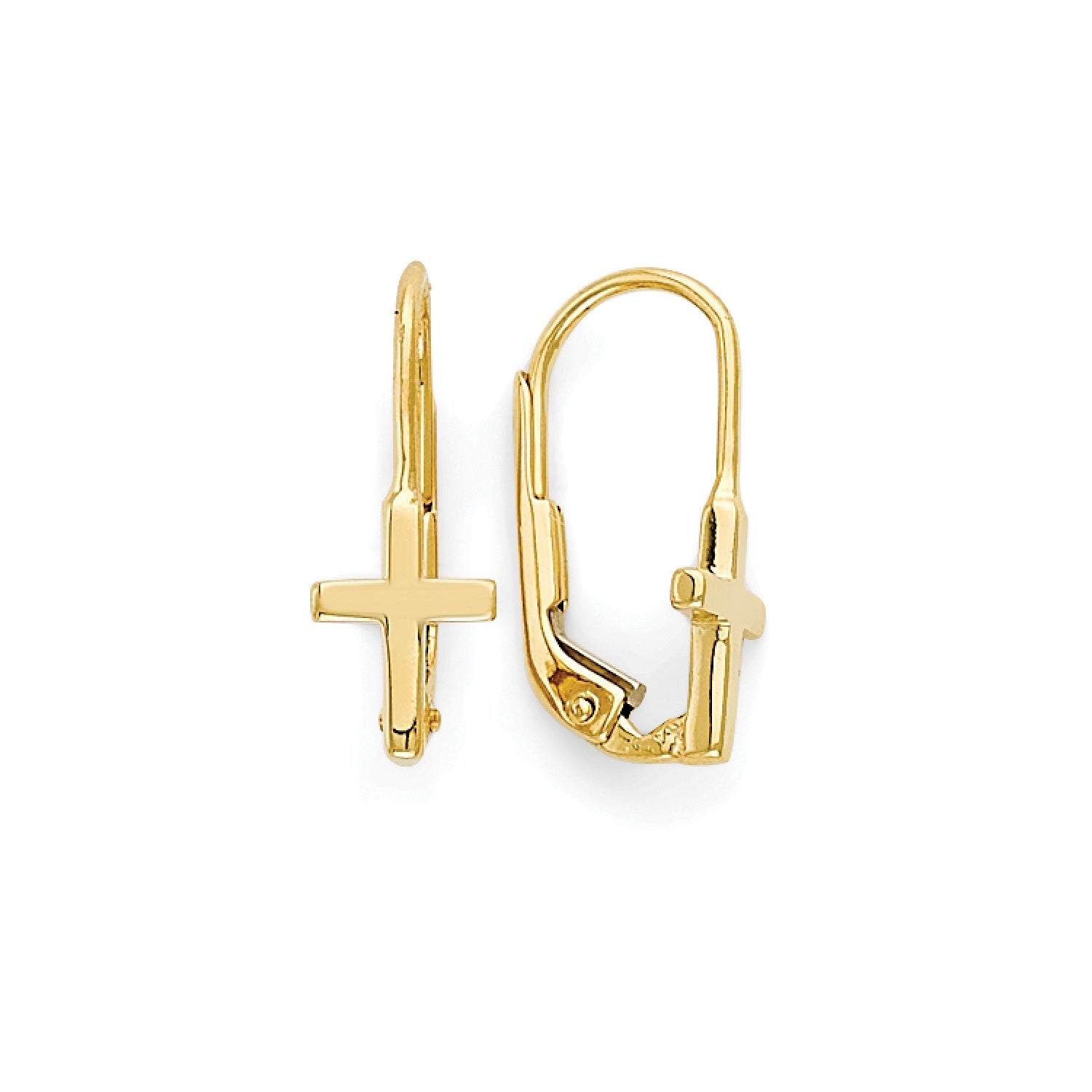 Cross Huggie Earrings in 14K Gold