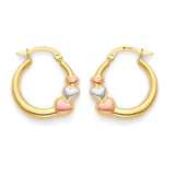 Heart Scallop Hoop Earrings in 14K Tri-Color Gold