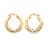 Heart Scallop Hoop Earrings in 14K Tri-Color Gold