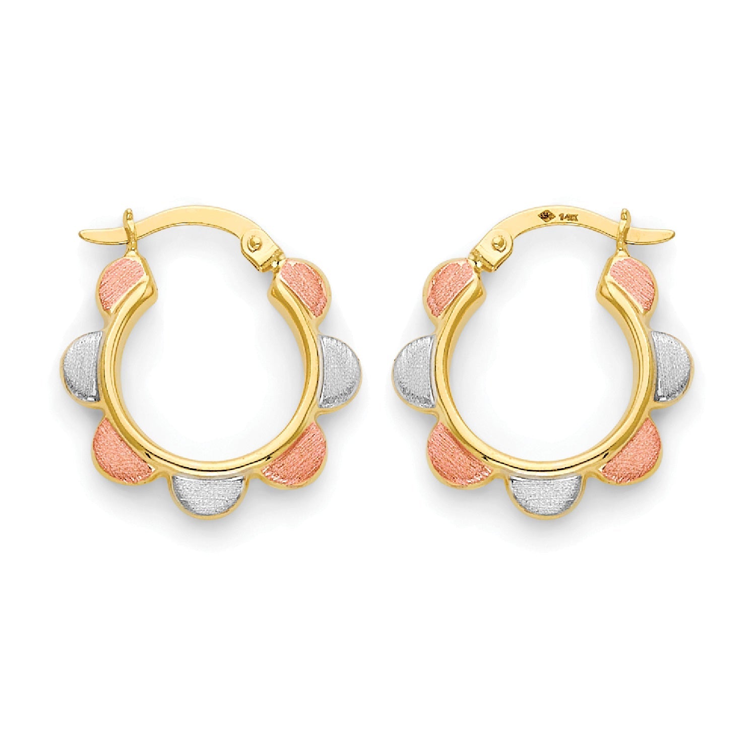 Hoop Earrings in 14K Tri-Color Gold