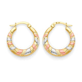Scallop Hoop Earrings in 14K Tri-Color Gold
