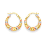 Scallop Hoop Earrings in 14K Tri-Color Gold