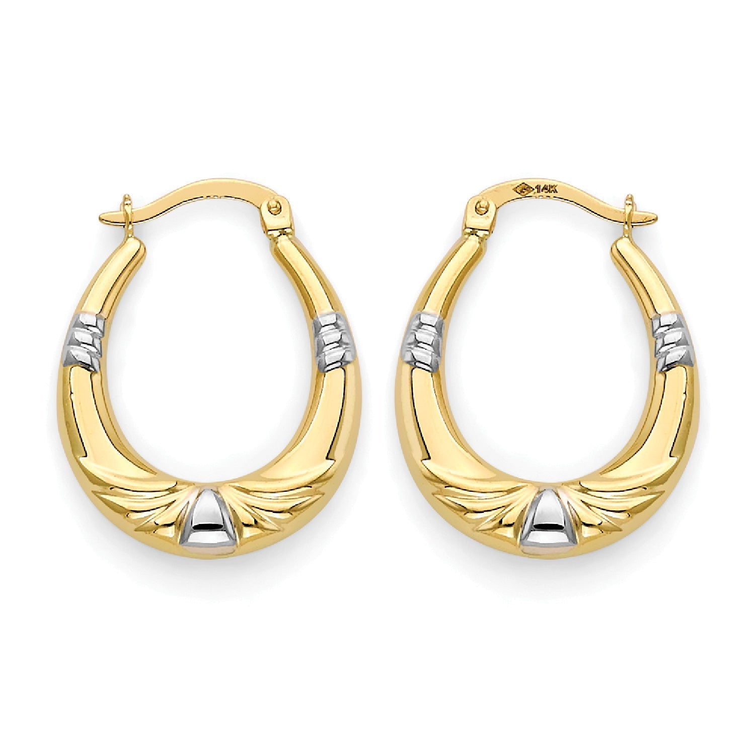 Scallop Hoop Earrings in 14K Two-Tone Gold