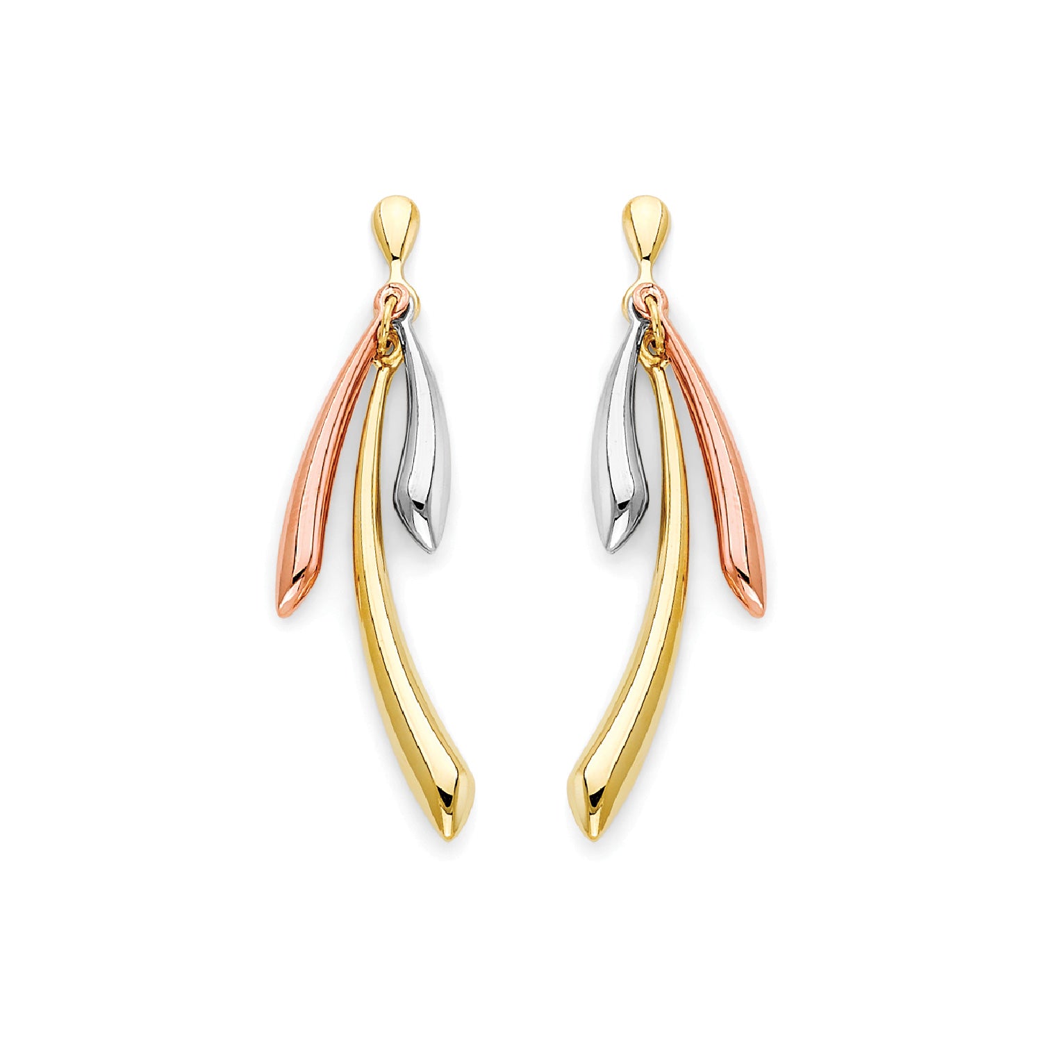 Tassle Earrings in 14K Tri-Color Gold