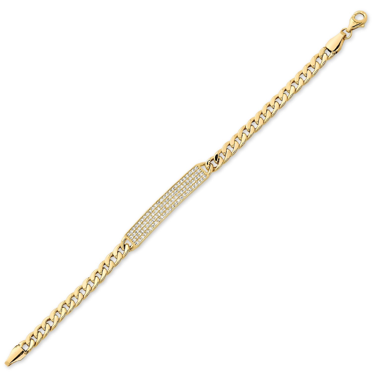 White CZ Cuban Kids ID Bracelet in 14K Gold