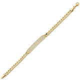 White CZ Cuban Kids ID Bracelet in 14K Gold