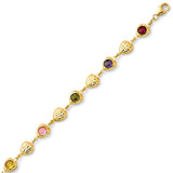 Multi-Color CZ Ladies Bracelet in Gold