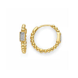 White CZ Huggie Earrings in 14K Gold