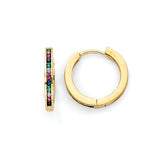 Multi-Color CZ Huggie Earrings in 14K Gold