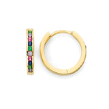 Multi-Color CZ Huggie Earrings in 14K Gold