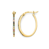 Multi-Color CZ Huggie Earrings in 14K Gold