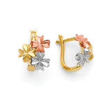 Flower Huggie Earrings in 14K Tri-Color Gold