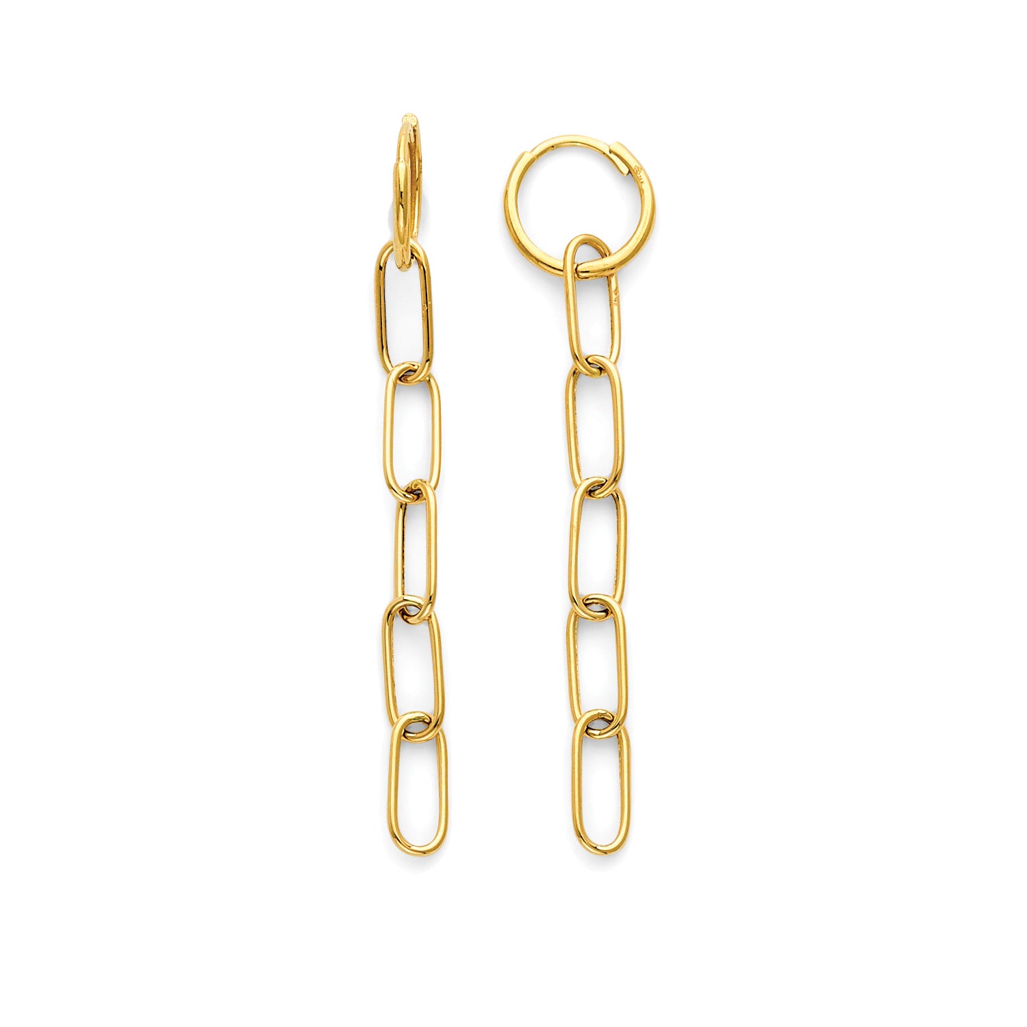 Paperclip Link Drop Earrings in 14K Gold