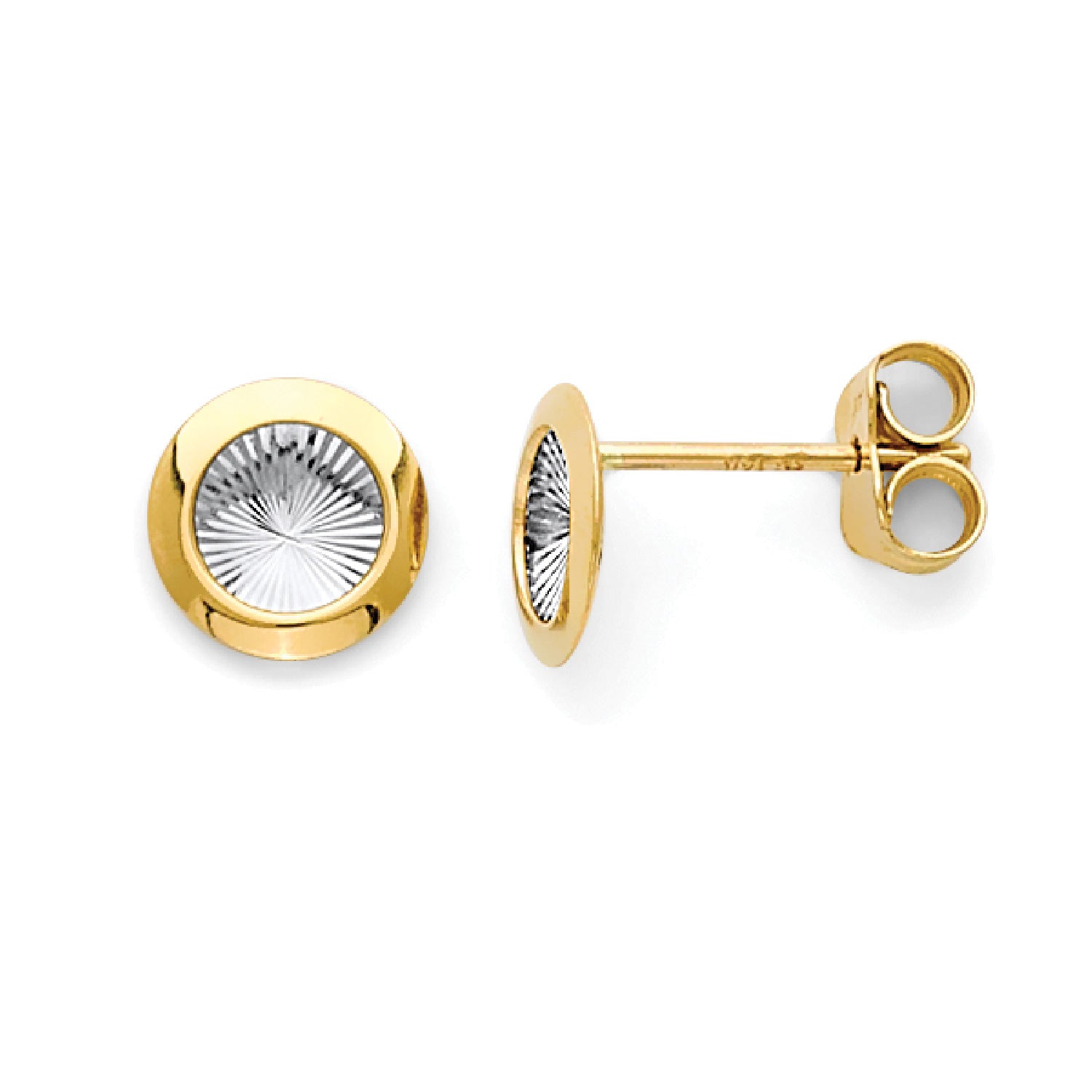White CZ Stud Earrings in 14K Gold