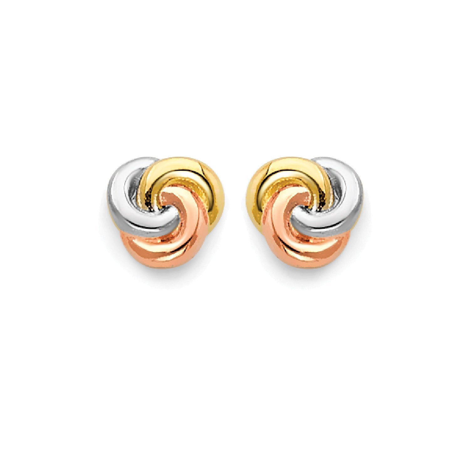 Knot Stud Earrings in 14K Tri-Color Gold
