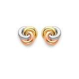 Knot Stud Earrings in 14K Tri-Color Gold