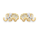 Elephant Stud Earrings in 14K Two-Tone Gold