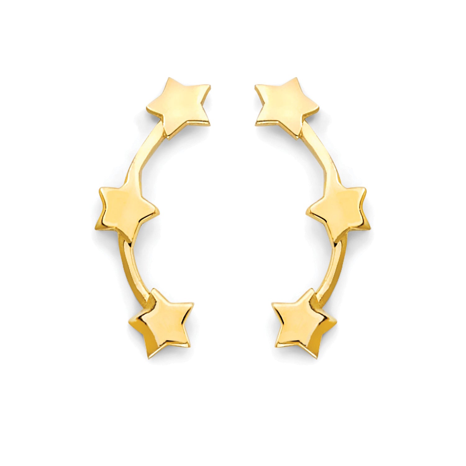 Star Crawler Stud Earrings in 14K Gold