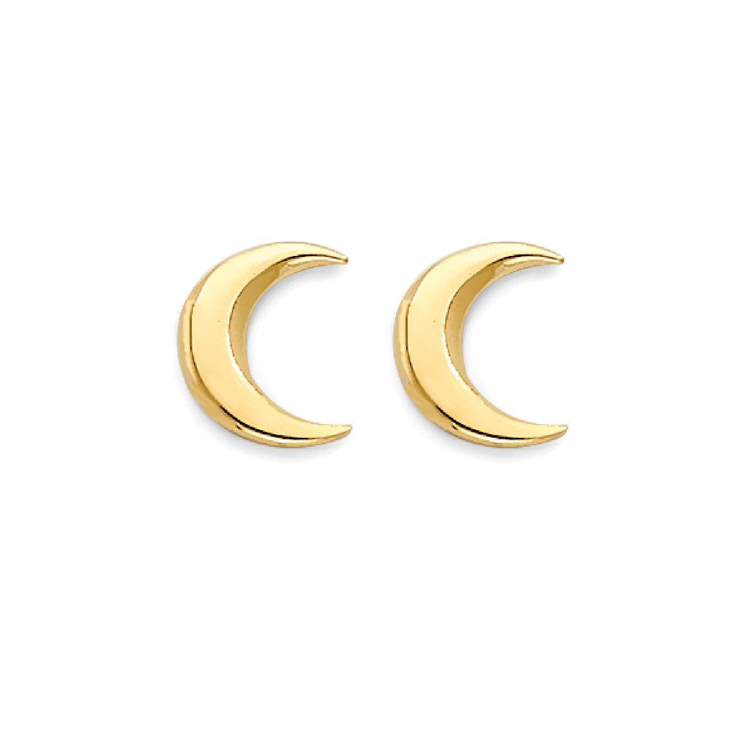Moon Stud Earrings in 14K Gold