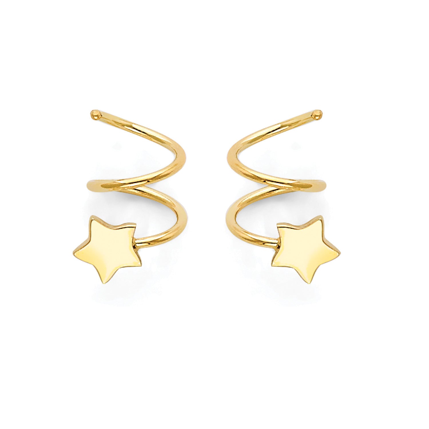 Star Twirl Stud Earrings in 14K Gold