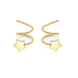 Star Twirl Stud Earrings in 14K Gold