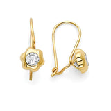 White CZ Flower Huggie Earrings in 14K Gold