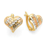 Heart Huggie Earrings in 14K Tri-Color Gold