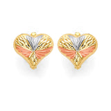 Heart Huggie Earrings in 14K Tri-Color Gold