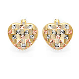 Heart Huggie Earrings in 14K Tri-Color Gold