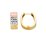 Huggie Earrings in 14K Tri-Color Gold