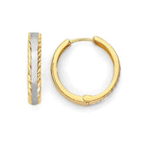 Huggie Earrings in 14K Two-Tone Gold