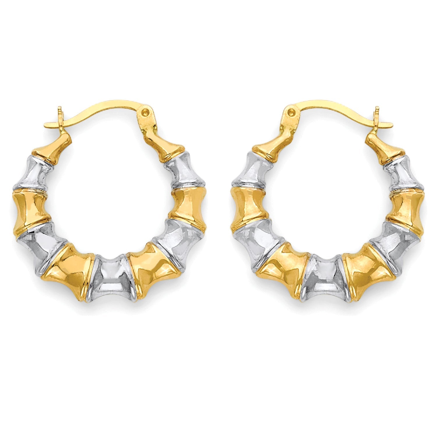 Heart Scallop Hoop Earrings in 14K Two-Tone Gold