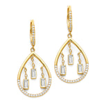 White CZ Chandelier Earrings in 14K Gold