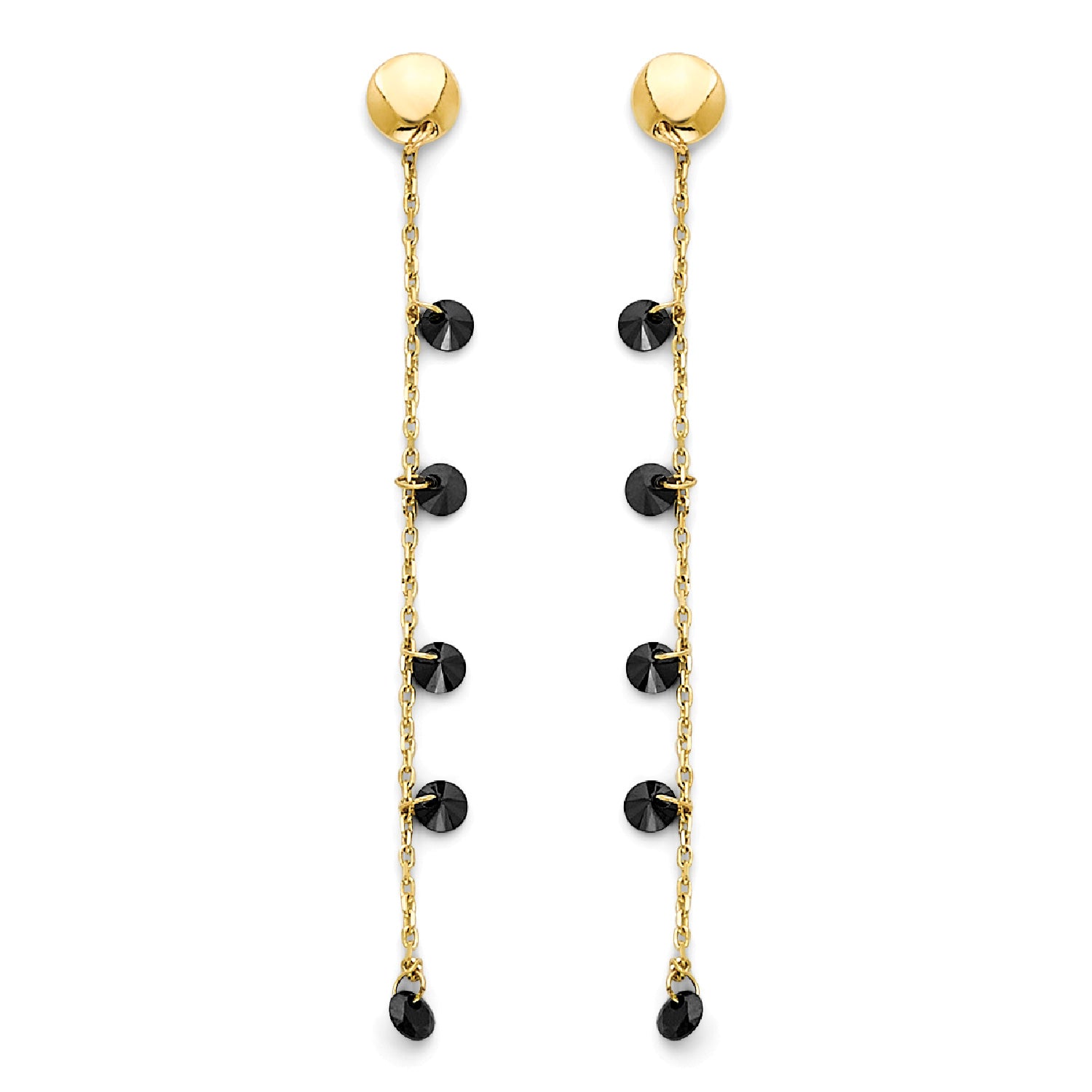 Black Onyx Drop Earrings in 14K Gold