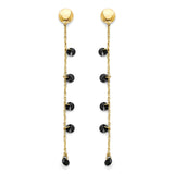 Black Onyx Drop Earrings in 14K Gold