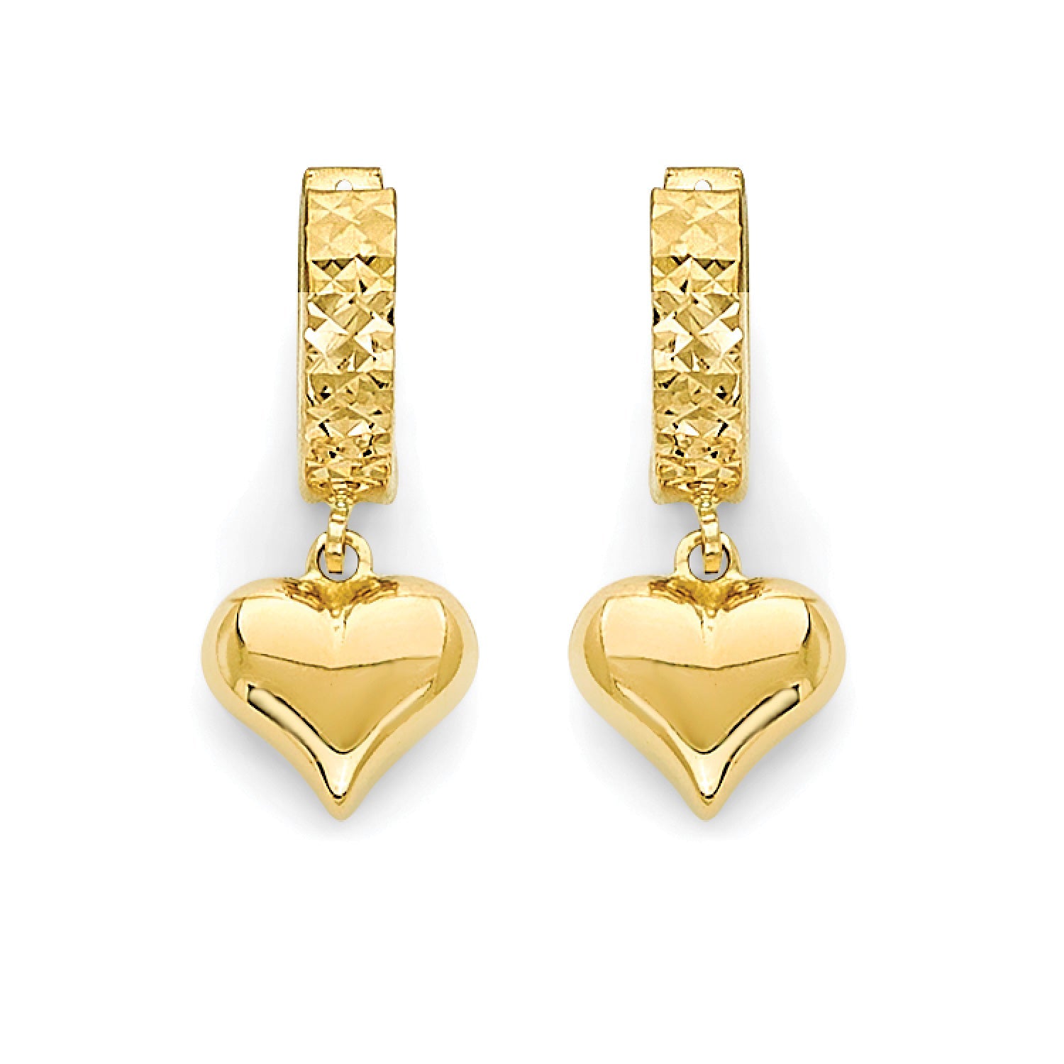 Heart Drop Earrings in 14K Gold