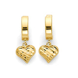 Heart Drop Earrings in 14K Gold