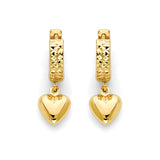 Heart Drop Earrings in 14K Gold