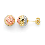 Gold Ball Stud Earrings in 14K Tri-Color Gold