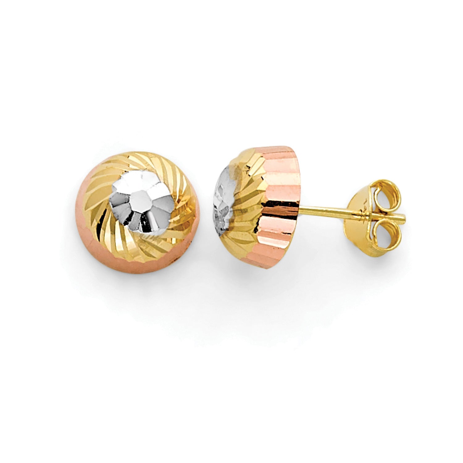 Gold Ball Stud Earrings in 14K Tri-Color Gold