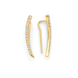 White CZ Spike Crawler Stud Earrings in 14K Gold