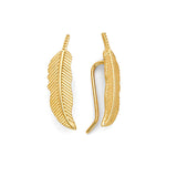 Feather Crawler Dangling Earrings in 14K Gold