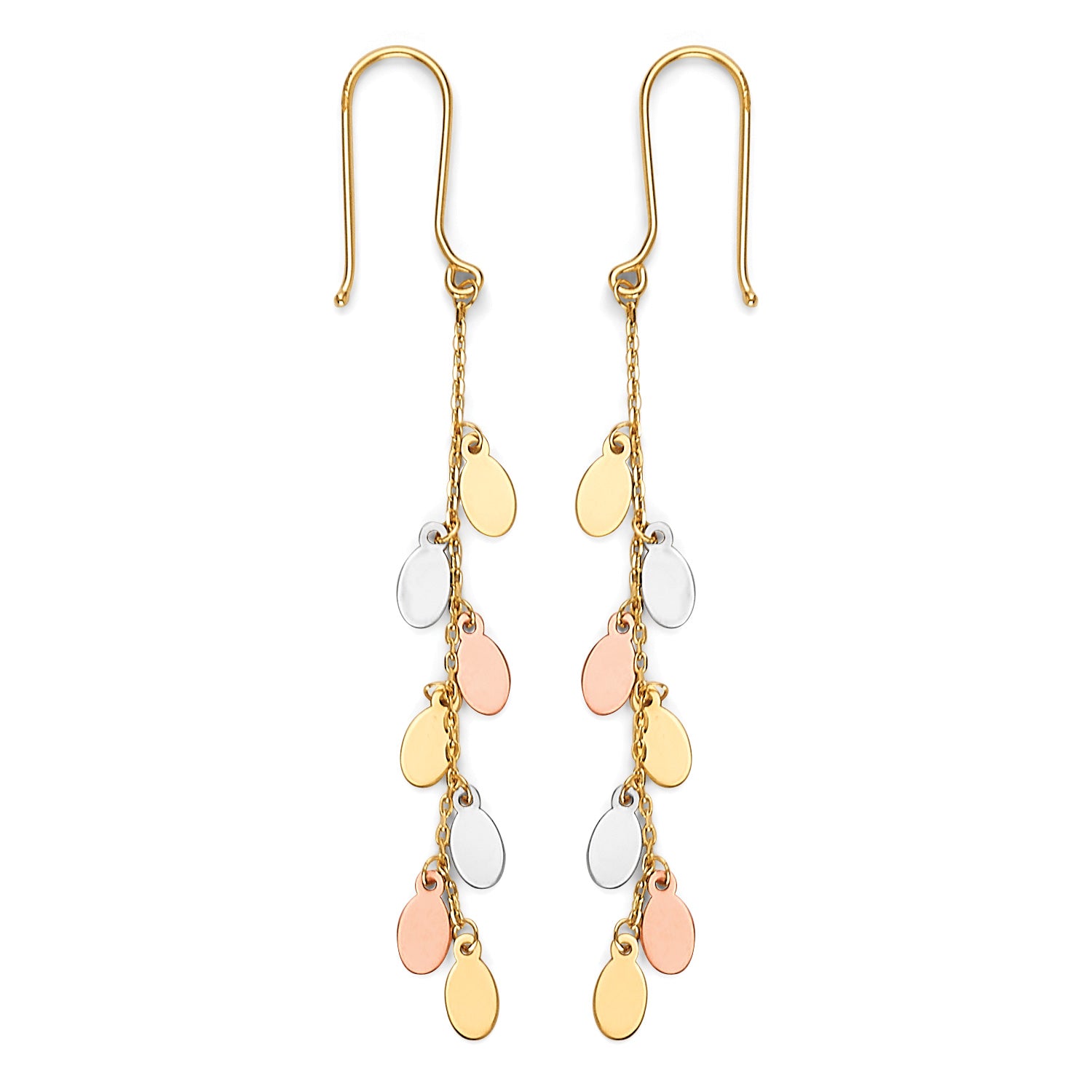Orb Teardrop Earrings in 14K Tri-Color Gold