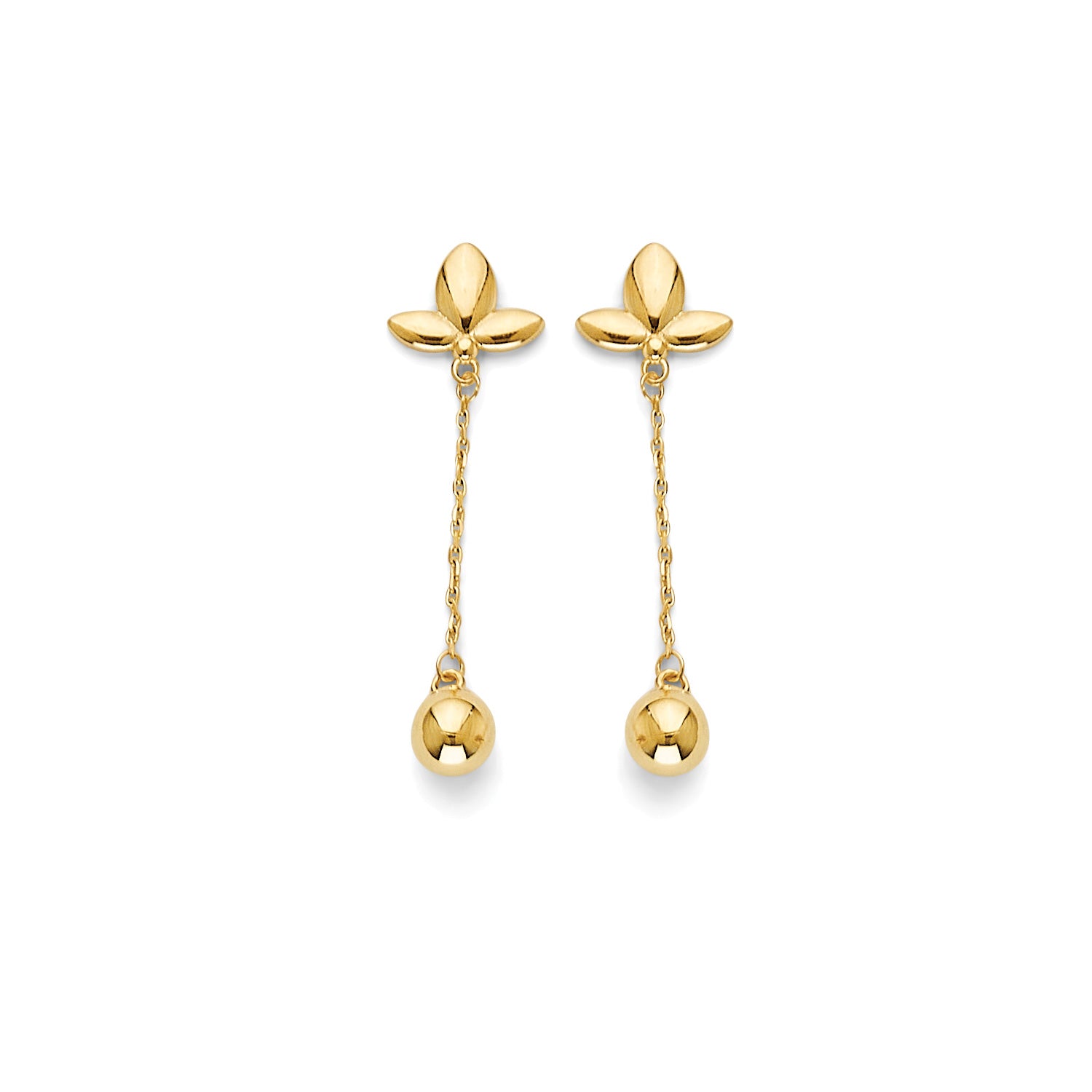Leaf Teardrop Earrings in 14K Gold