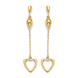 Heart Drop Earrings in 14K Gold