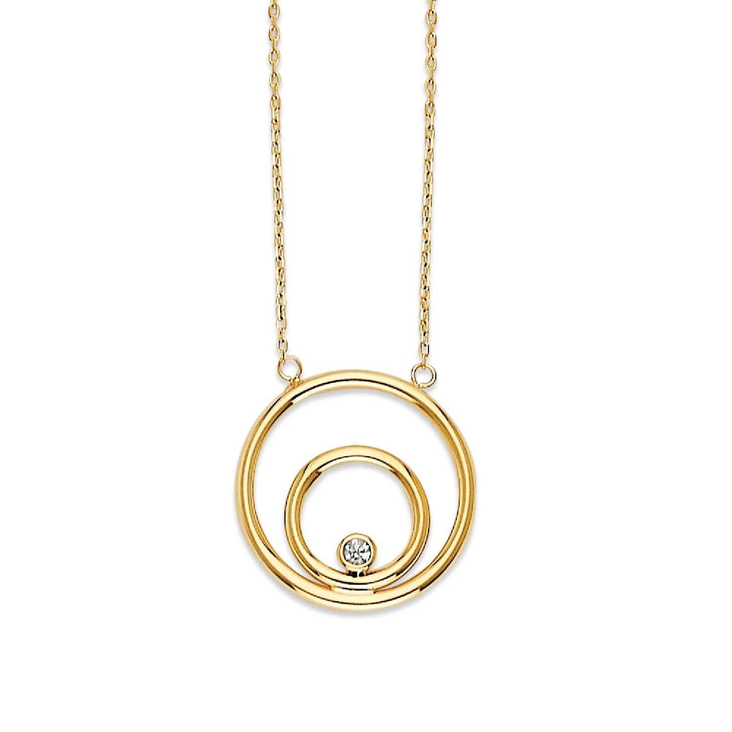 Adjustable White CZ Charm Necklace in 14K Gold