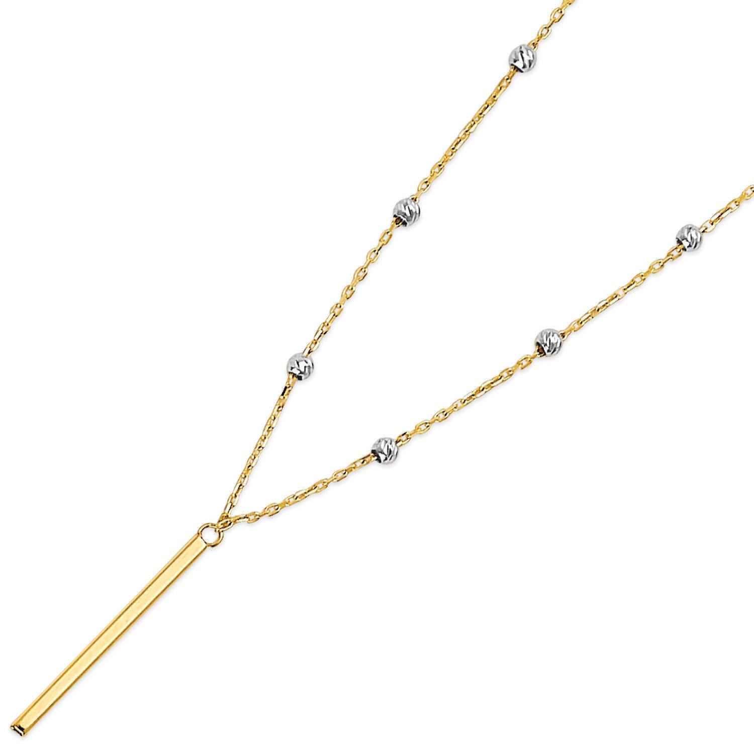 Adjustable Charm Necklace in 14K Two-Tone Gold